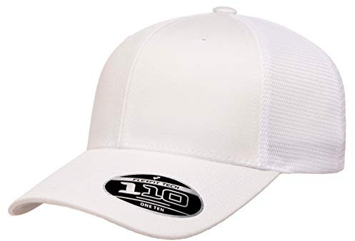 Flexfit Men's 110 Mesh Trucker Hat, White, One Size