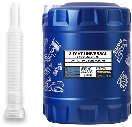 10 Liter, MANNOL 2-TAKT UNIVERSAL MOTORRADÖL + AUSLAUFSCHLAUCH
