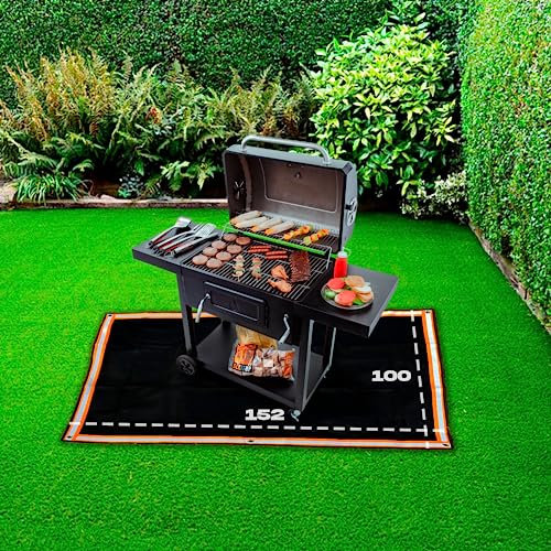 Alfombra Barbacoa Exterior - XXL (100 x 152 CM) - Alfombra Barbacoa - Borde Reflectante - Alfombra Ignifuga Barbacoa - Alfombrilla Barbacoa - Alfombra para Barbacoa - Alfombrilla para Barbacoa