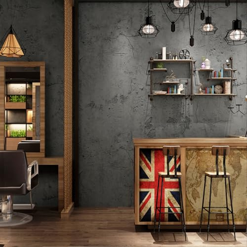 PVC vattentät självhäftande tapet retrostil vintage tapet dekorativ tapet väggbeläggning väggdekal rulle för sovrum vardagsrum kök badrum café (Dark Grey with Crack, 40 x 500 cm)