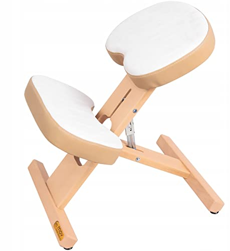 Knästol ergonomisk knäpall ortopedisk hälsostol kontorsstol (beige – vit)