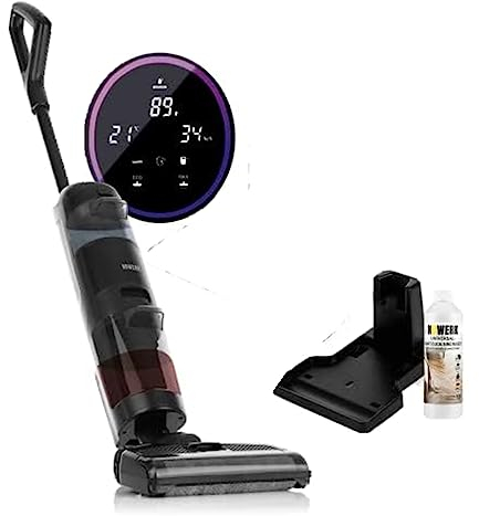 N8WERK Akku-Bodenreiniger 3 in 1 - Saugen, Nass- & Trockenwischen inkl. Spezial-Reinigungsmittel | Bis zu 60 Min. Laufzeit, LED-Display, Selbstreinigung | Bedienung am Handgriff, kabellos