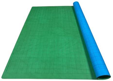Chessex DnD Battle Mat - Blue Green Neoprene Mat 48x34.5 - Double Sided DnD Map Grid with One Inch Squares - Blue Polyhedral Dice Set - Role-Playing Dry Esase Battle Grid - Adventure Grid Battlemap