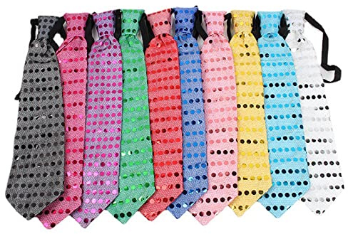 KieTeiiK Lot de 10 cravates lumineuses à LED pour le cou - Cravate lumineuse clignotante - Cravate pré-nouée