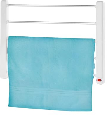 Jocca - Toallero Electrico de Pared 65W, Radiador Calefactor para Baño con 5 Barras de Aluminio, Secatoallas con Luz Indicadora, Kit de Montaje Incluido, Blanco