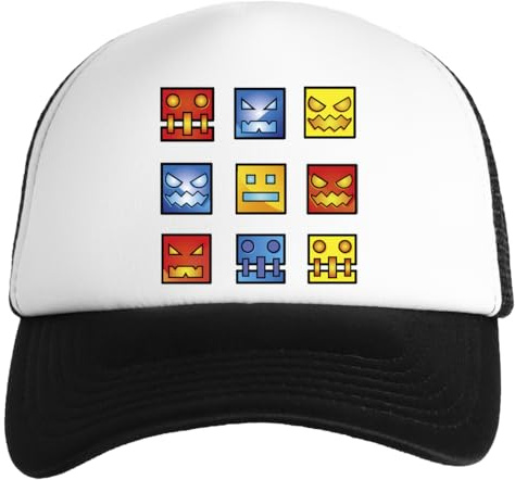 Cara del Icono De Geometry Dash Gorra De Béisbol Blanca para Niños Snapback Unisex