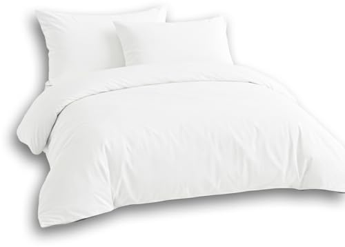 LivinEase Set Copripiumino Matrimoniale - Microfibra Copripiumino 255x200cm + Federe 50x80cm - Copripiumino Bianco