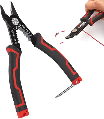 YIXINHE Kabelzange - Seitenschneider Elektronik, 3-in-1 Multifunktionswerkzeug für 20-10 AWG Kabel, Präzisionsschnitt, Ergonomischer PVC-Griff, Sicherheitsclip