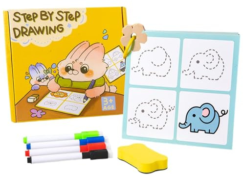 Hogvinnatil Écrire et effacer le livre pour l'enfant, les classeurs secs d'âge préscolaire | Livre d'activité d'annulation à sec pour bébé,Natation Stick Figures Dessin Carte ,