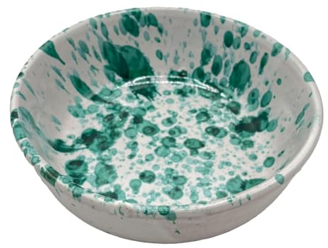 Set of 6 Round Ramina Green Driped Enamelled Ceramic Saucepans 18 x H 4.5 cm