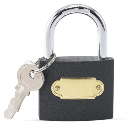 Heavy Duty Padlock, 38mm, Steel Shackle, Weather-Resistant, Outdoor Security Lock with Keys Black