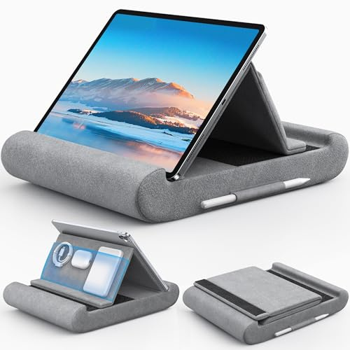 CreaDream Tablet-Kissenständer, Tablet-Halter für Schoß, Bett und Schreibtisch, Kissenpolster mit Tasche und Stifthalterung, für 4-13 Zoll iPad Pro 11, 13, Air, Mini, Kindle, Galaxy Tab, E-Reader
