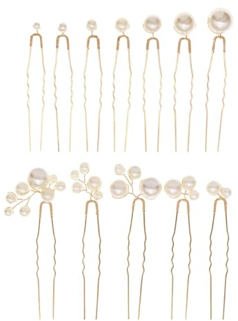12 Piezas Perlas Horquillas, Horquillas Para Novia, Adorno Pelo Novia En Forma De U, Pelo De Perlas De Tamaño Mixto, Accesorios Para El Cabello Para Dama De Honor Boda Damas Tocado, Adorno