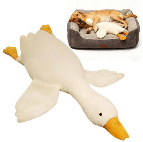 de Pato de Peluche para Perro, Peluche calmante para Cachorros Blancos Grandes, de Pato Blanco, para aliviar el aburrimiento, Ejercicio, Entrenamiento, Juego en Interiores y Exteriores
