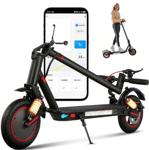 Tysqum Trottinette Électrique Adulte Pliable 350W, 25 km/h, Autonomie 30 km, Pneus Pleins 10, Double Suspension, Frein Électronique + Disque, Charge 120 kg – Confort & Sécurité Urbaine
