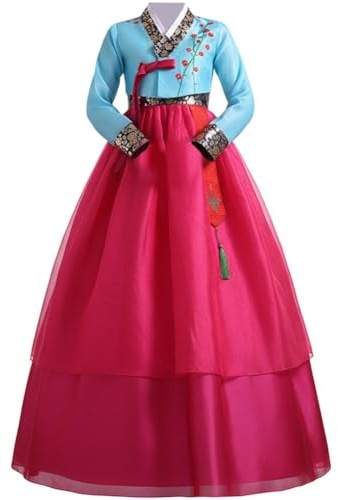 Tsffae Ensemble De Robe Hanbok Traditionnelle Coréenne (1 Pièce) - Costume De Mariage, De Danse, d'halloween, De Carnaval De Cosplay pour Femme
