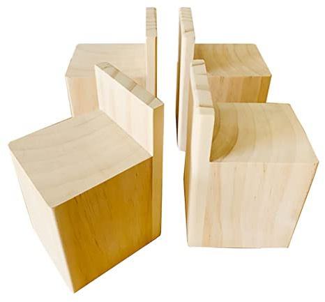 Träsänghöjare 4-pack – pälslyftar för säng och soffa (7 x 7 x 8 cm) – upphöjd säng och bordsben för extra litet utrymme – robust elefantfötter design