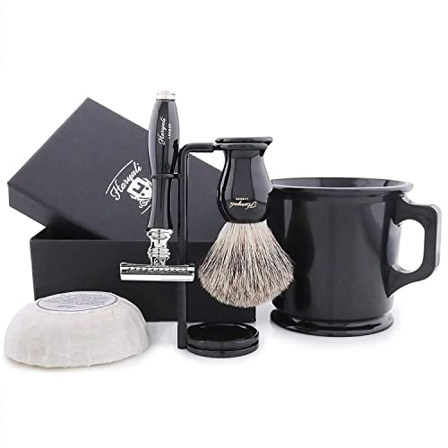 Old School Complete Shaving Kit with Brush Mug DE Safety Razor & Soap Shaving Set