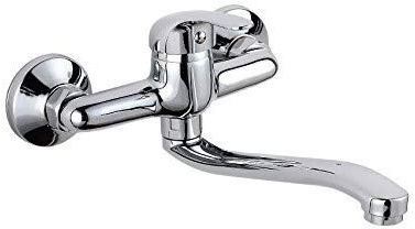 Wandarmatur für Küche Bad oder Keller mit Auslauf lang schwenkbar Chrom Wandmontage