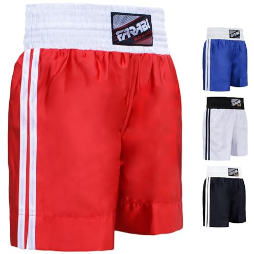 Farabi Sports Pro Boxshorts für Boxtraining Punching Sparring Fitness Gym MMA Muay Thai Kickboxshorts (Medium, Red)