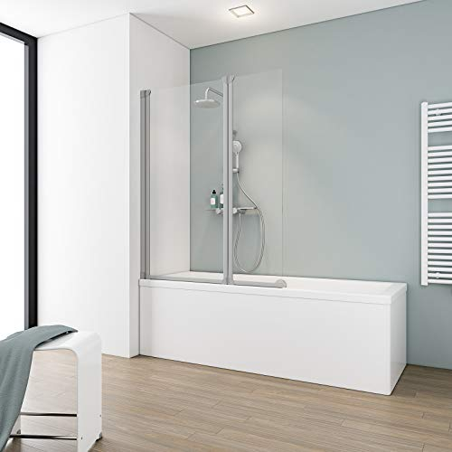 Badewannenaufsatz Duschabtrennung Badewanne Köln 130x103 cm von Schulte, Sicherheitsglas klar, Profile alu natur, 4056397001263