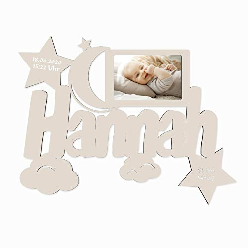 Baby Bilderrahmen 10x15 Individuell mit Namen Geburtsdaten Personalisiert als Geschenk I Optional mit Farbe