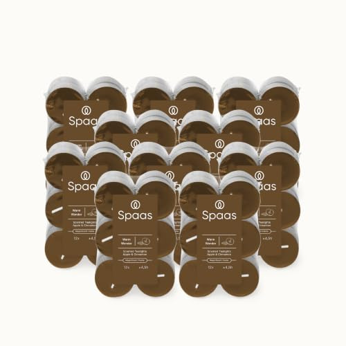 Spaas 120 Velas de Té Perfumadas, ± 4.5 Horas, Manzana y Canela