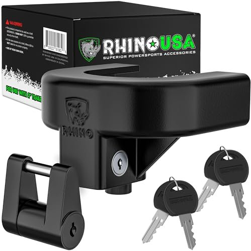 Rhino USA Trailer Hitch Lock Kit (for 2 Trailers) Heavy Duty Anti Theft Trailer Coupler Locks for RV, Camper, Caravan, Trailer, Boat and More - Reinforced Solid Steel Tow Lock for Trailer Tongue
