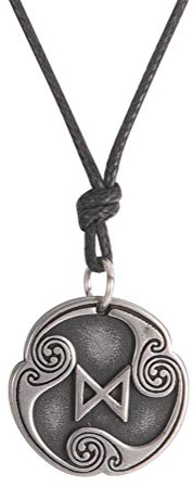 Amaxer 24 Runen Talisman Wikinger Schmuck Asatru-Halskette heidnischer Wicca-Anhänger nordische Runen Vintage nordisches Amulett verstellbare Seilkette Halskette für Männer und Frauen, M, Metall,