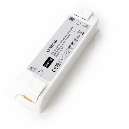 illuburg Transformador LED 24V 60W Sin Parpadeo para Tira LED Alimentador Fuente de Alimentación Driver
