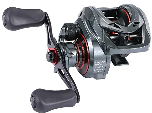 Sougayilang Max Baitcasting Moulinet 8.0:1 High Speed Gear Ratio Moulinet de pêche en fibre de carbone avec système de freinage magnétique pour pêche en eau douce d'eau salée