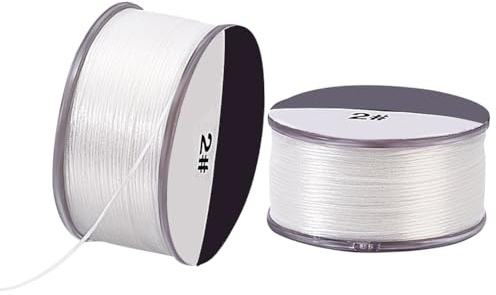 PH PandaHall Corde en Nylon 0.1mm, 92m Fil de Perles Blanc pour Couture en Cuir, Bijoux et Bracelets
