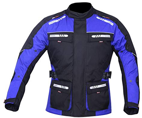 NORMAN Chaqueta de moto para hombre, impermeable, textil, protectores CE, chaqueta de moto, Quiet Shade-Clematis Blue, XXXL