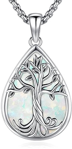 Eusense Livets träd hänge träd örhängen 925 Sterling Silver Familj Halsband Smycken Gåva för Kvinnor Flickor, 20 x 36 mm, Sterlingsilver, Ingen ädelsten