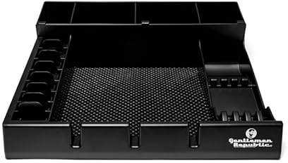 Gentlemen Republic Barber Station Organizer - Multi-Compartment Countertop Tray for Clippers, Trimmers & Other Tools Storage. Ideal for Busy Barbers and Stylists, Maximize Efficiency - Black