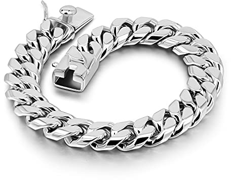 Dankadi Bracciale cubano massiccio larghezza 12 mm in 925 argento da uomo 7 -10 catena a maglia cubana grande gourmet maglie rock punk hip pop miami regalo gioielli festa, 8.5, Argento