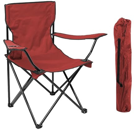 IlGruppone Sedia Camping Pieghevole in Acciaio con Porta Bevande – Sedia da Campeggio Portatile Impermeabile e Antiruggine con Sacca Trasporto – Ideale per Mare, Spiaggia, Pesca e Outdoor (Rosso)