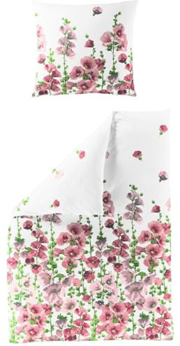 JACK by Bierbaum Seersucker Bettwäsche 2 TLG. 135x200cm Blumenwiese Gladiolen Blumen Bunt