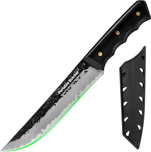 FULLHI Coltelli da cuoco giapponese per barbecue, set di in acciaio ad alto tenore di carbonio per disossare la carne, con fodero per cucina e campeggio (17.5cm)