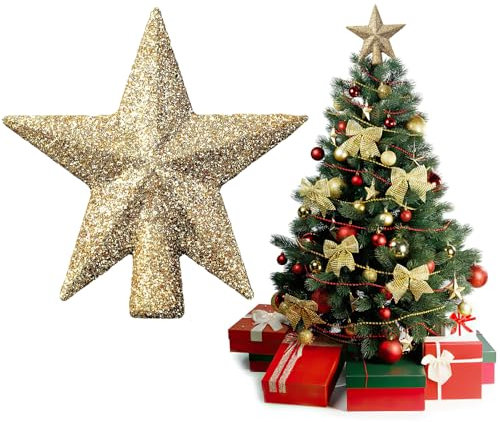 Weihnachtsbaumspitze Stern, Klein, Christbaumspitze - 6 cm, Geeignet für Weihnachtsbaum Deko