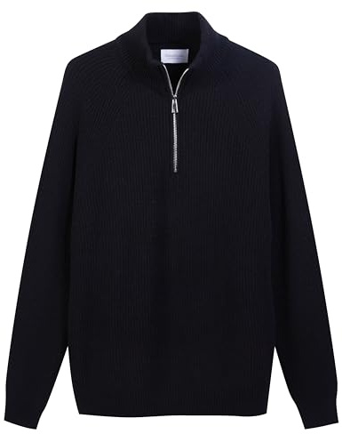 Diana Studio - Maglione Mezza Zip Nero in Lana, Uomo, Maniche Lunghe, Taglia XL, Regular Fit