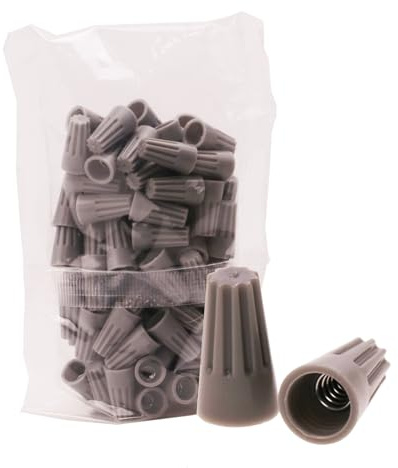 Fidioto 100pcs SP1 Grey Electrical Wire Connectors Screw Terminals, with Spring Insert Twist Nuts Caps 22-16 AWG Connection Assortment Set, Portable Wire Caps for Quick Connection