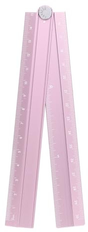 sourcing map Folding Straight Ruler 30cm Metric Aluminum Alloy Protractor Foldable Angle Ruler Geometric Measuring Tool with Angle Line for Architects Artists Office, Pink