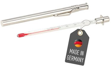 Lantelme Thermomètre analogique pour boissons chaudes et froides avec manchon en métal - Pour de nombreuses boissons telles que le thé glacé et le vin - Avec affichage analogique de la température de