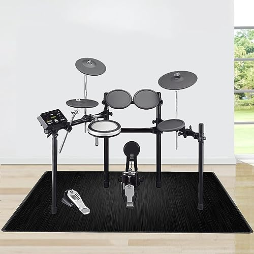 Tapis antidérapant 160 x 140 cm – Tapis insonorisant professionnel pour batterie de jazz électronique, grosse caisse claire et accessoire idéal pour instruments de musique – Noir