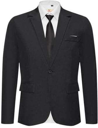 Generico Blazer Uomo Casual Estivo, Giacca Leggera Uomo Slim Fit con Un Bottone Elegante Giacca da Abito Tinta Unita Leggero Bussiness Formale da Lavoro for Wedding Business Evening da Lavoro