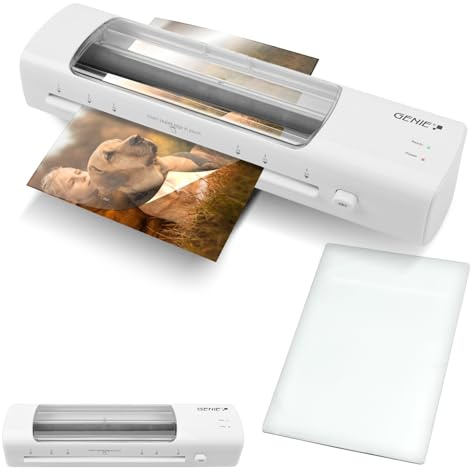 GENIE LA 450 T A4 laminator | Varmlaminator med visningsfönster och LED-belysning | laminator med lamineringsfolier | för skola, hemmakontor och privat | lamineringsmaskiner | inkl. 5 A4-filmer