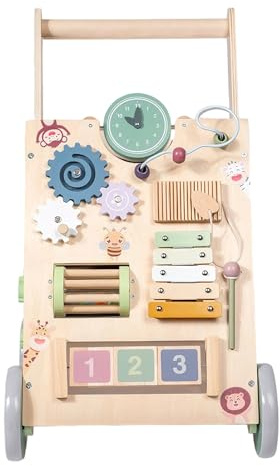 Kid Walker, 13inch Wooden Push Toy for Learning, Adjustable Handle with Quiet, Safe Fun Selling Points, Easy Use Feature Function, Training Tool, Walker Accessory for Practice