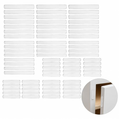 80PCS Patin Silicone Transparent,Tampons de Protection en Silicone Transparent, Chocs de Meubles pour Meubles, Armoires, Tiroirs, Cuisine, Salle de Bain(63×10 et 150×15mm)