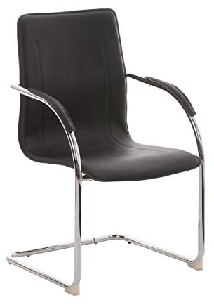 CLP Freischwinger Melina Kunstleder I Konferenzstuhl Mit Armlehne I Bürostuhl Mit Metallgestell In Chrom-Optik I Pflegeleicht, Farbe:schwarz